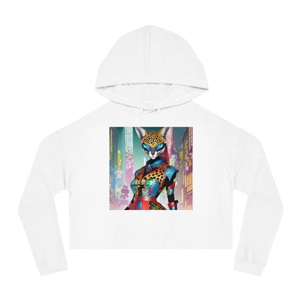 Cyber Cat Glamour Cropped Hooded Sweatshirt