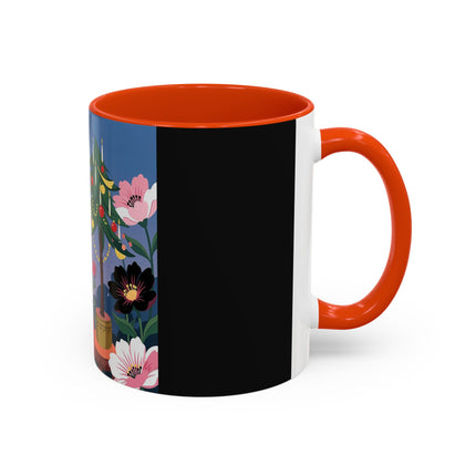 🌹🎄 The Lady Of The Candlelit Rose Tree Colorful Mug – Art Deco Christmas Garden