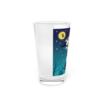 🐈‍⬛🎃 The Flying Black Cats Of Halloween Glass, 16oz – Whimsical Storybook Charm