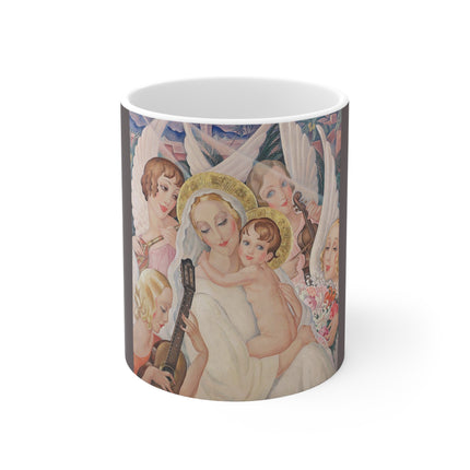 Madonna with Child Surrounded by Musical Angels by Gerda Wegener Ceramic Mug 11oz