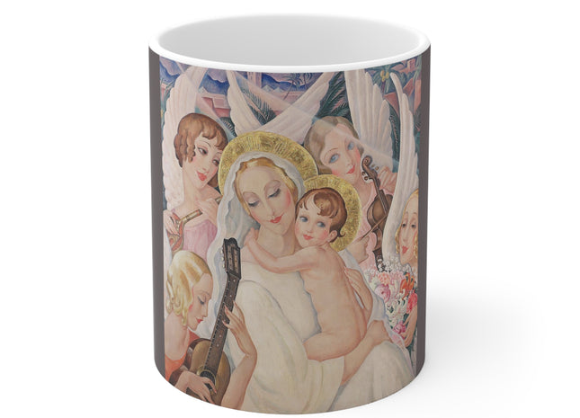 Madonna with Child Surrounded by Musical Angels by Gerda Wegener Ceramic Mug 11oz