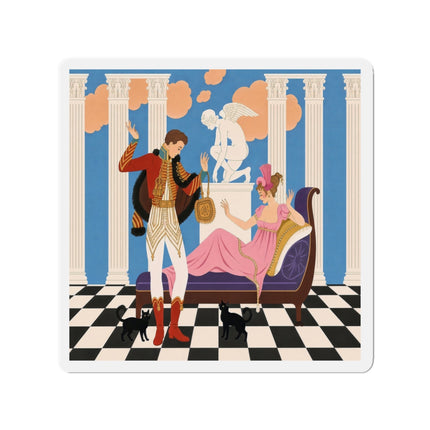 🐈🏛️ The Grand Salon Courtship Die-Cut Magnets – Art Deco Neoclassical Romance