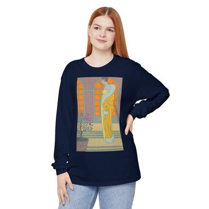 Sur Les Marches Du Jardin by Georges LePape Garment-dyed Long Sleeve T-Shirt