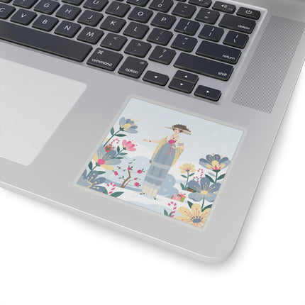🌹❄️ The Lady Of The Winter Rose Garden Kiss-Cut Sticker – Art Deco Holiday Fantasy