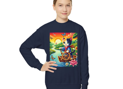 Sailor Kitten’s River Adventure Youth Crewneck Sweatshirt