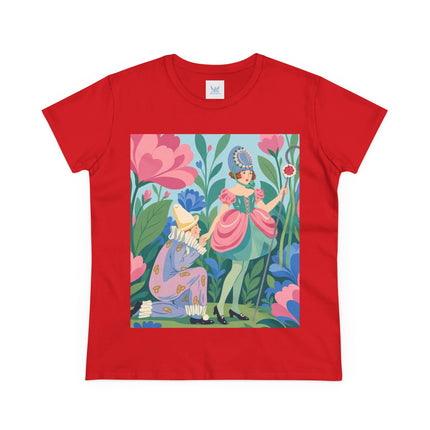 🌸🎭 The Garden Masquerade Cotton Tee – Art Deco Floral Whimsy