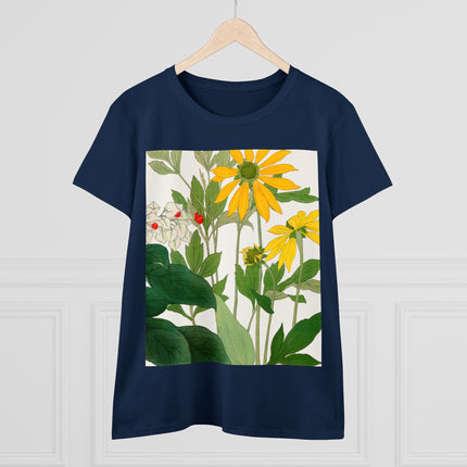 Clerodendrum & Rudbeckia Flower by Tanigami Kônan Women's Midweight Cotton Tee