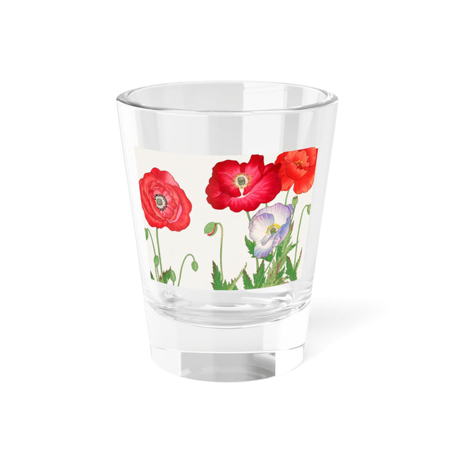 Poppies by Tanigami Kônan Shot Glass – Bold Blooms & Japanese Woodblock Elegance