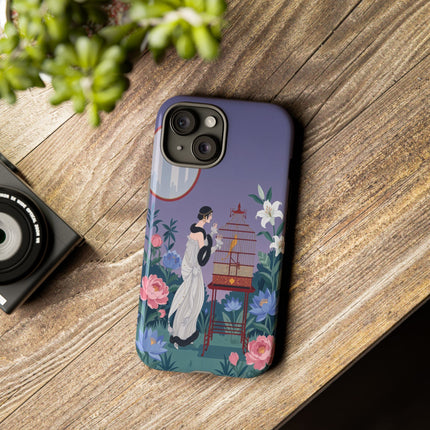 🌸🐦 The Lady Of The Garden Birdcage Phone Case – Art Deco Floral Elegance