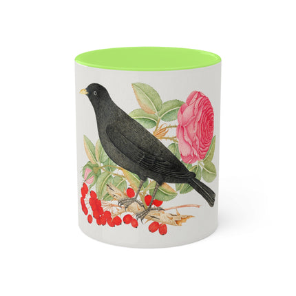Blackbird with Roses by Anonymous Colorful Mugs, 11oz