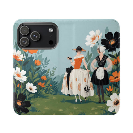 🌼🖤 The Ladies Of The Garden Promenade Flip Case – Art Deco Floral Fashion