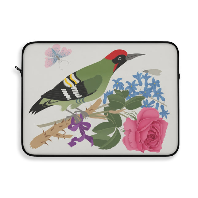 Woodpecker & Rose Laptop Sleeve – Charming Beauty & Refined Simplicity