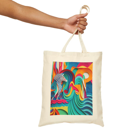 Surfing Zebra Cotton Canvas Tote Bag