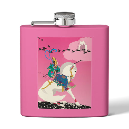 Samurai Princess on the White Steed Flask – Bold Fantasy & Elegant Adventure