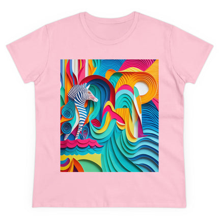 Surfing Zebra Women's Midweight Cotton Tee