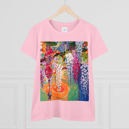 Women's Golden Wisteria Print Midweight Cotton Tee