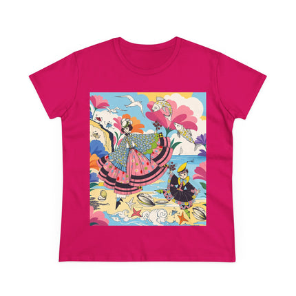 🐚🐟 The Seaside Fantasy Cotton Tee – Art Deco Ocean Whimsy