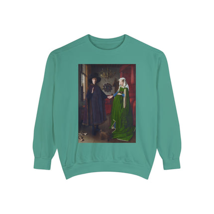 Arnolfini Portrait by Jan Van Eyck Unisex Garment-Dyed Sweatshirt