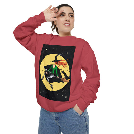 A Witch’s Moonlit Flight Unisex Garment-Dyed Sweatshirt