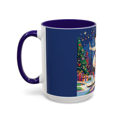 🌙🎿 The Moonlit Christmas Skier Colorful Mug – Whimsical Holiday Fantasy