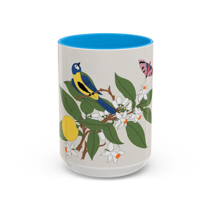Blue Tit & Butterfly Colorful Mugs – Spring Harmony & Delicate Beauty