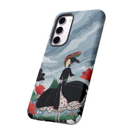 🌧️🌺 The Stormy Flower Walk Phone Case – Art Deco Floral Fashion