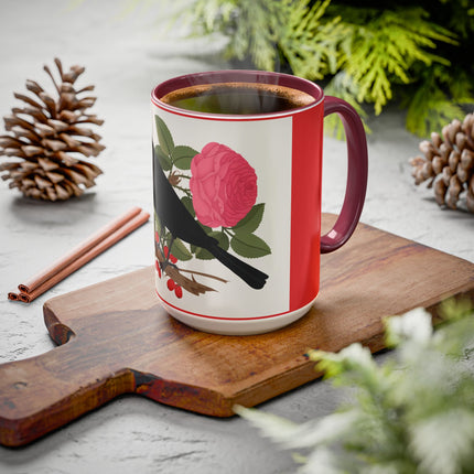 Blackbird & Rose Colorful Mugs – Timeless Elegance & Nature's Harmony