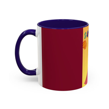 Elegant Holiday Woman with Gifts Colorful Mugs (11oz, 15oz)