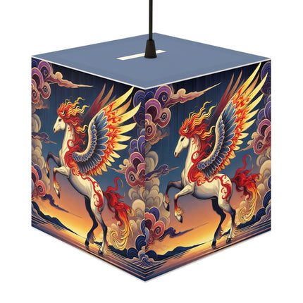 Flame-Winged Horse at Sunset Light Cube Lamp
