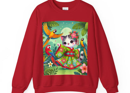 Parrot Dance of the Geisha Kitten Heavy Blend™ Crewneck Sweatshirt