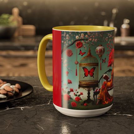 Reading in a Painted Garden Colorful Mugs (11oz, 15oz)