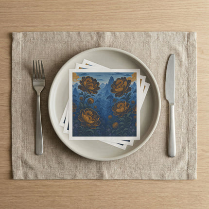 🐉🌸 The Golden Dragon Lotus Garden Napkins – Enchanted Oriental Elegance