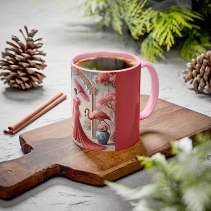 Petals, Porcelain, and Flamingos Colorful Mugs (11oz, 15oz)