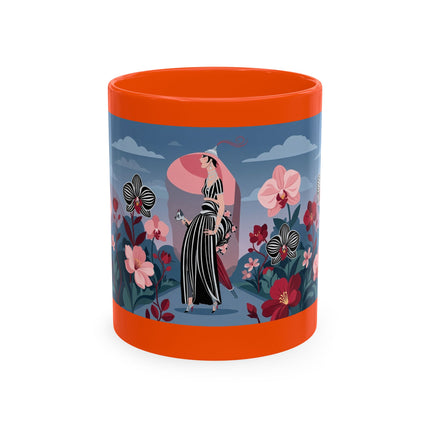 🖤🌸 The Lady Of The Striped Orchid Garden Ceramic Mug – Art Deco Fashion Elegance