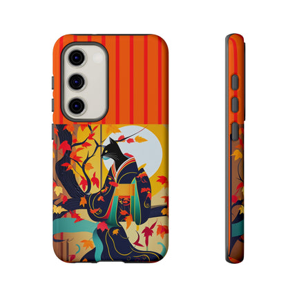 Black Cat in Kimono Phone Cases