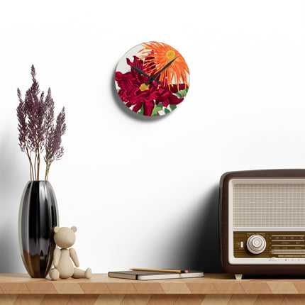 Dahlia Flower by Tanigami Kônan Acrylic Wall Clock, Round and Square