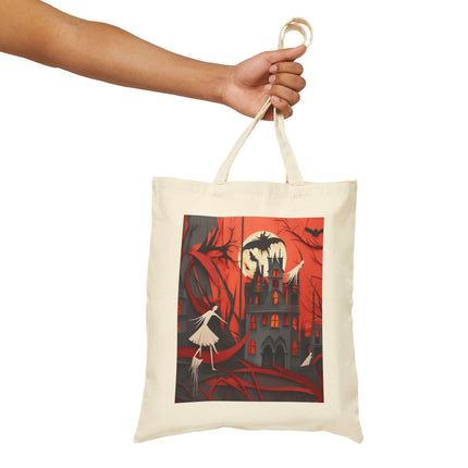 Halloween Night Scene Cotton Canvas Tote Bag