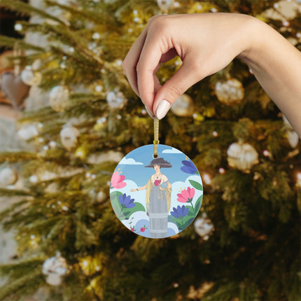 🌸☀️ Garden Of New Beginnings Glass Ornament – Art Deco Floral Elegance
