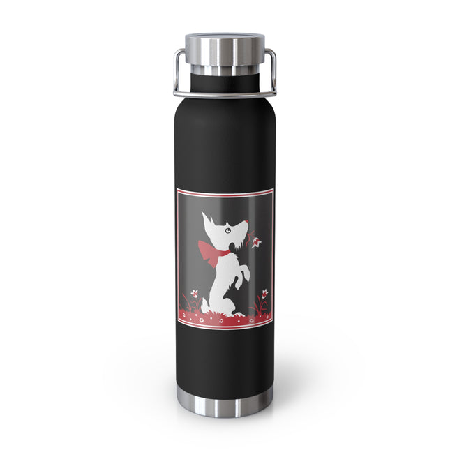 The Enchanting White Terrier with a Red Bow Copper Vacuum Insulated Bottle, 22 oz