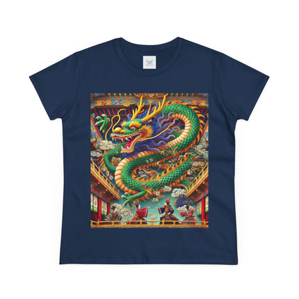 Tibetan Dragon Over Kabuki Duel Cotton Tee