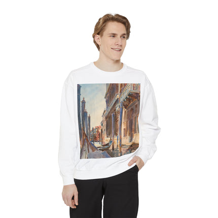 Gondola Moorings on the Grand Canal by John Singer Sargent Unisex Garment-Dyed Sweatshirt