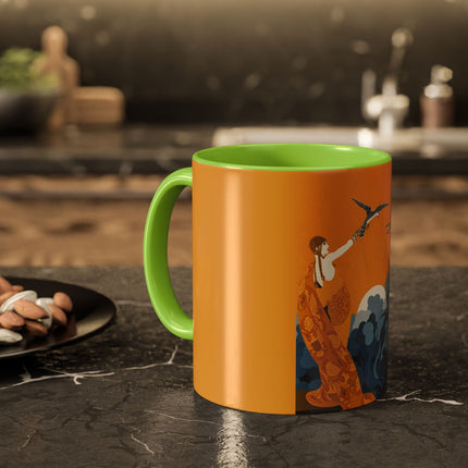 Falcon Mistress Colorful Mugs – Art Deco Majesty & Mythic Freedom