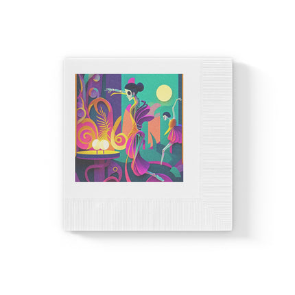 Dance of the Skeleton Ballerinas White Coined Napkins