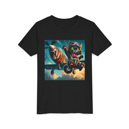 Parachuting Cat Commando Youth Short Sleeve Tee