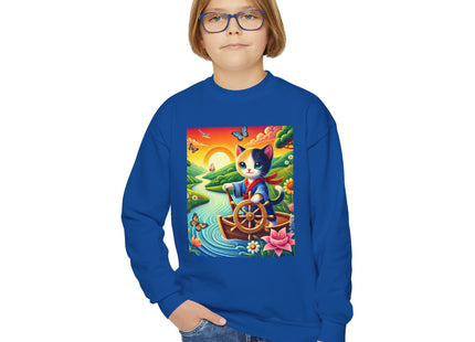 Sailor Kitten’s River Adventure Youth Crewneck Sweatshirt