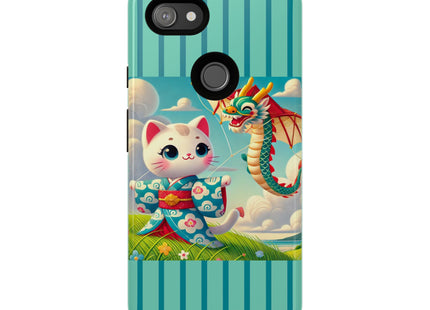 Geisha Kitten and the Dragon Kite Phone Cases