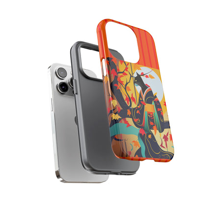 Black Cat in Kimono Phone Cases