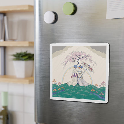 🌈☂️ Beneath The Rainbow Tree Die-Cut Magnets – Art Deco Spring Fantasy