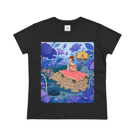 🌸🛋️ The Enchanted Garden Repose Cotton Tee – Art Deco Floral Whimsy