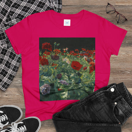 Poppies (A Study of Poppies for Carnation, Lily, Lily, Rose) by John Singer Sargent Women's Midweight Cotton Tee